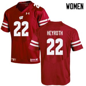 Women's Wisconsin Badgers NCAA #22 Jacob Heyroth Red Authentic Under Armour Stitched College Football Jersey SU31O73KY